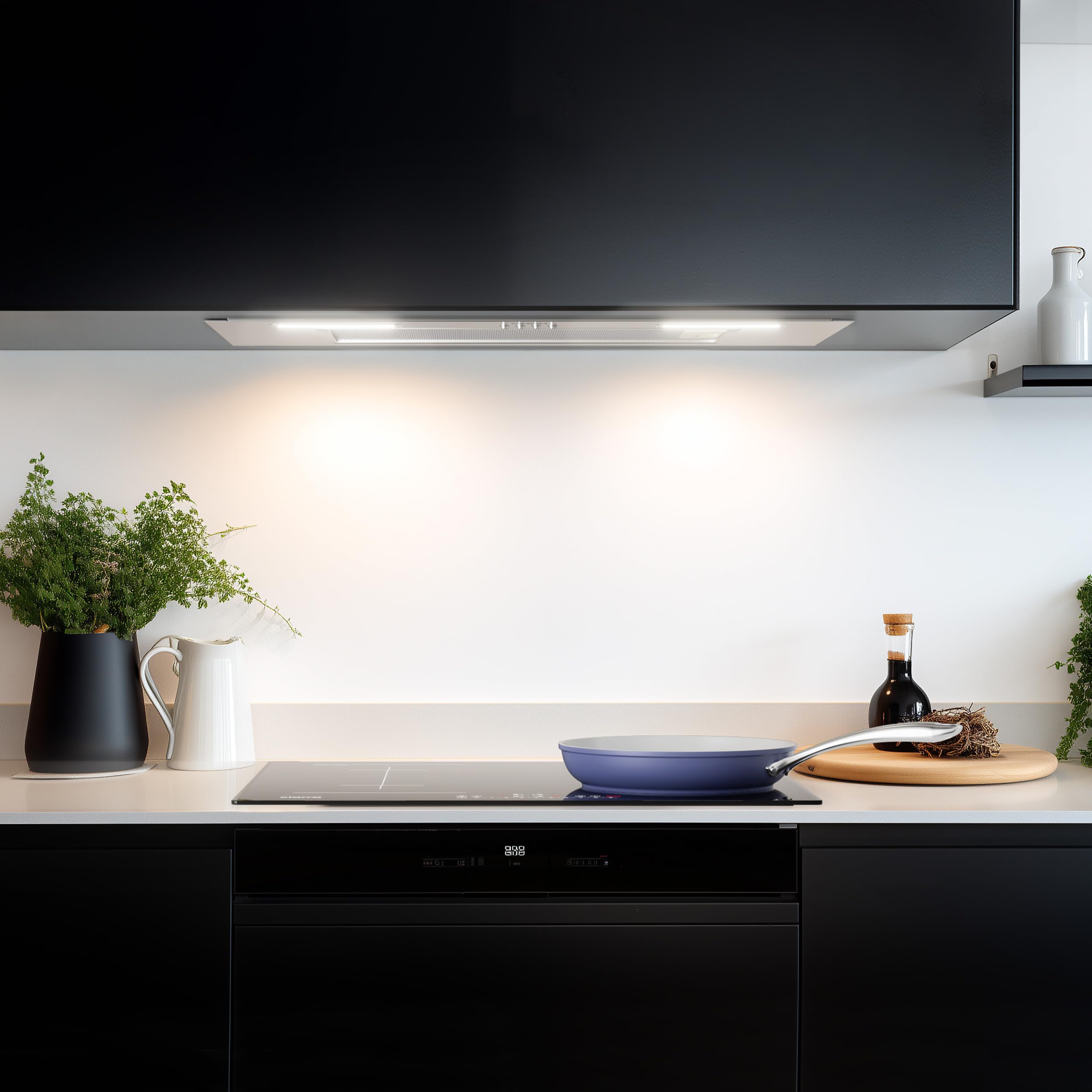 Ciarra Hotte Aspirante Encastrée 60cm A+++, 650 m³/h, 3 Vitesses, Mode Recyclage ou Évacuation, Filtre à Charbon Inclus, LED Éclairage, Inox – CBCS692