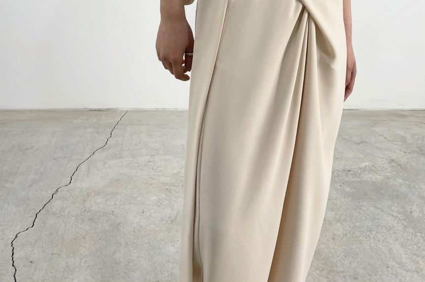 SeoulPop - High-Rise Wrap Plain Loose-Fit Broek