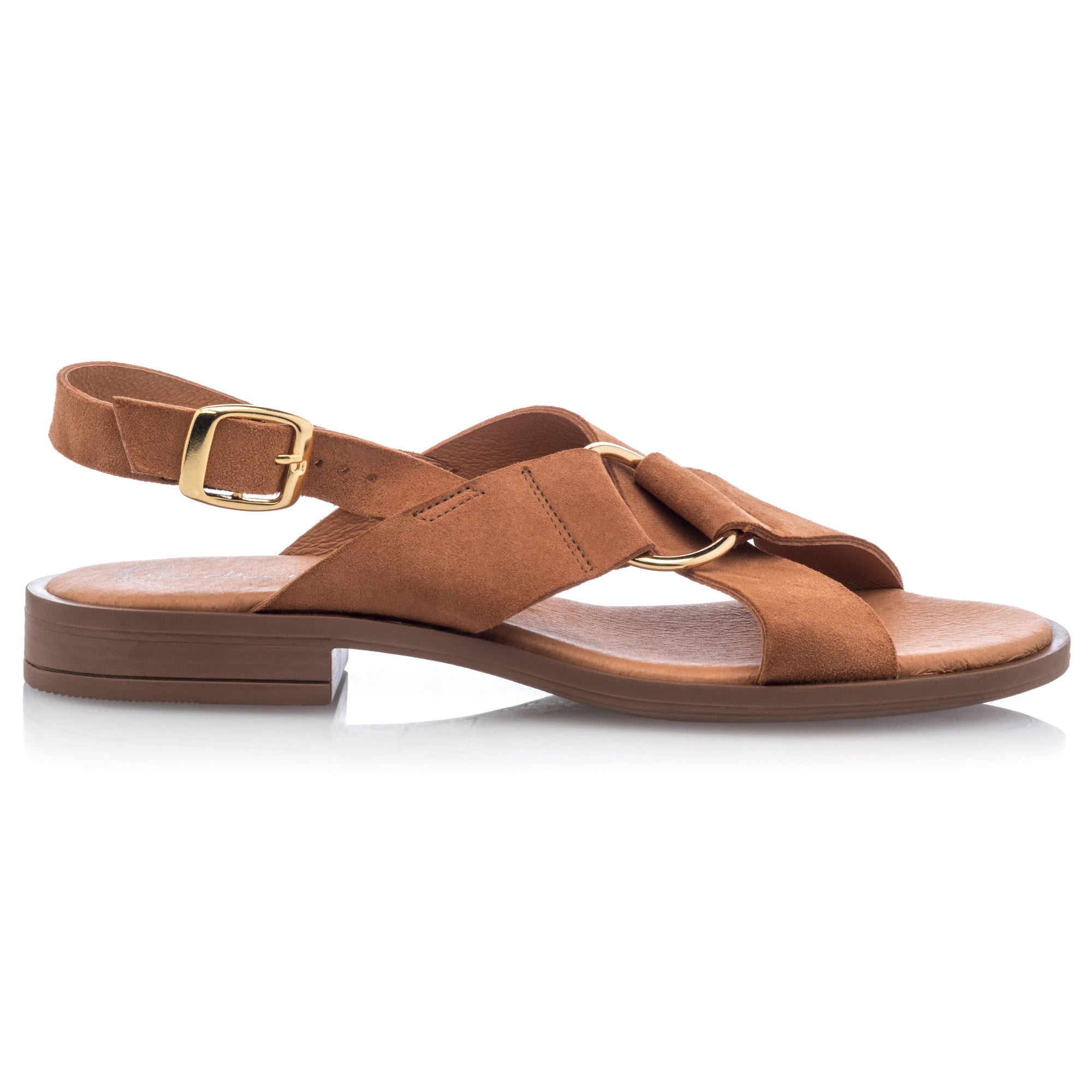 Nu-pieds Femme en cuir camel
