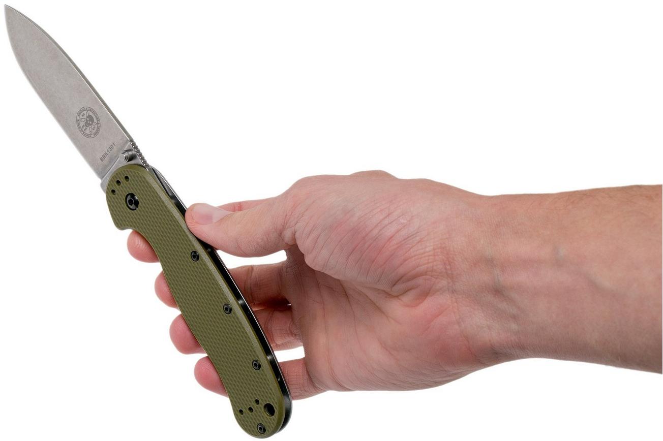 ESEE Avispa zakmes, stonewashed D2 blade, OD Green handle BRK1302OD