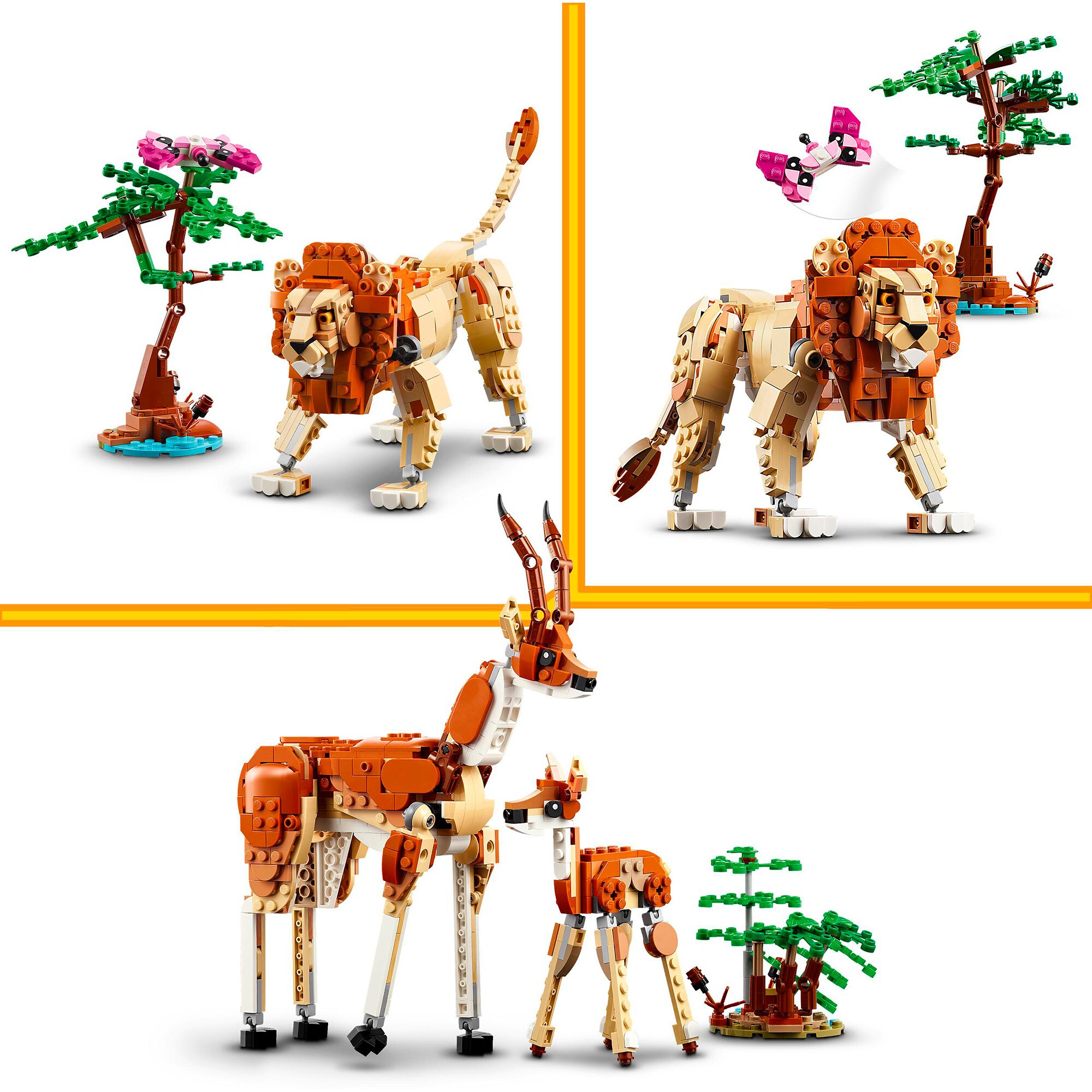 LEGO Konstruktionsspielzeug Creator 3-in-1 Tiersafari