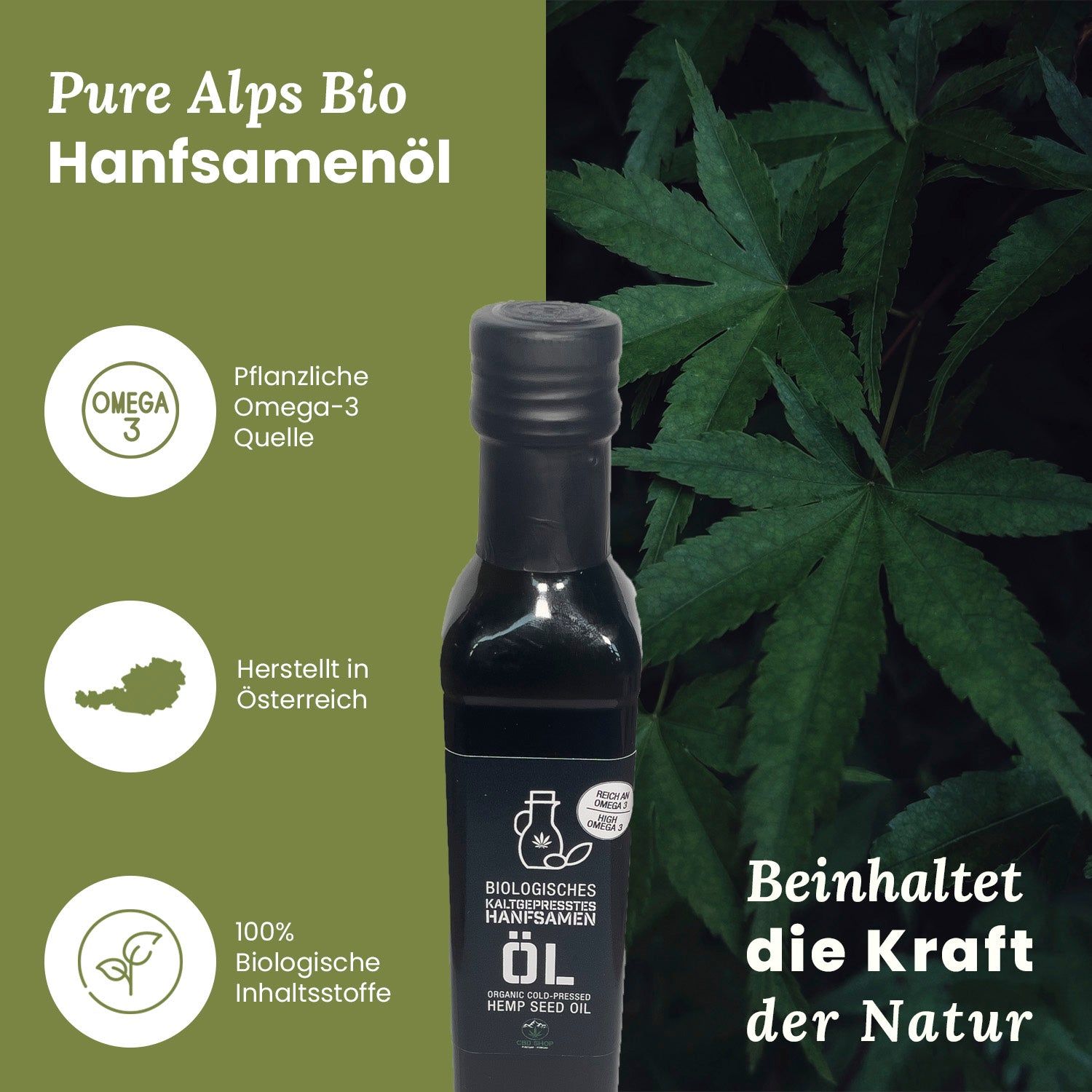 Pure Alps kaltgepresstes Bio Hanfsamenöl