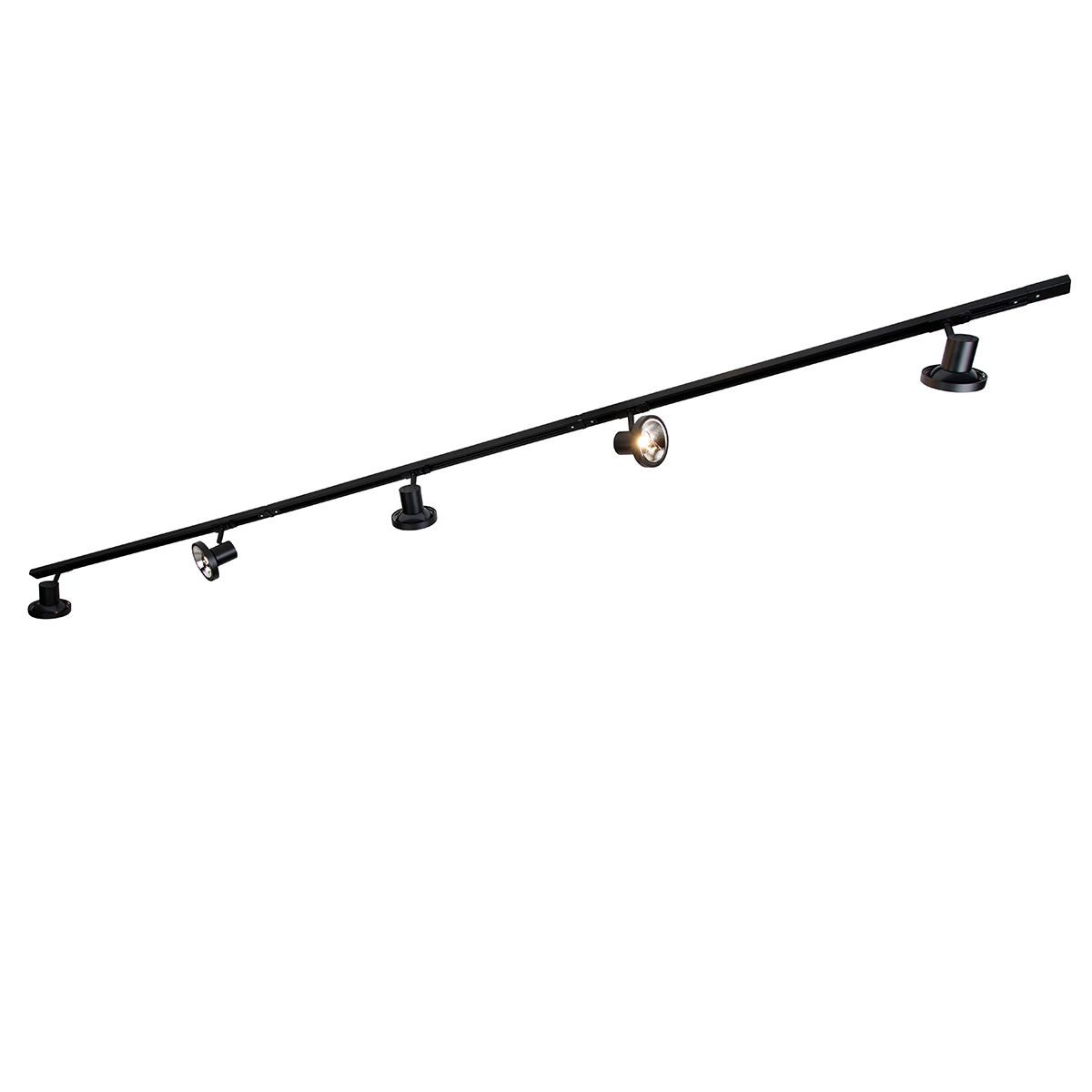 Modern railsysteem met 5 spots zwart 1-fase 300 cm - Iconic Jeany