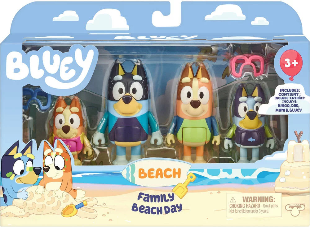 BLUEY - LA FAMILLE A LA PLAGE - 4 FIGURINES