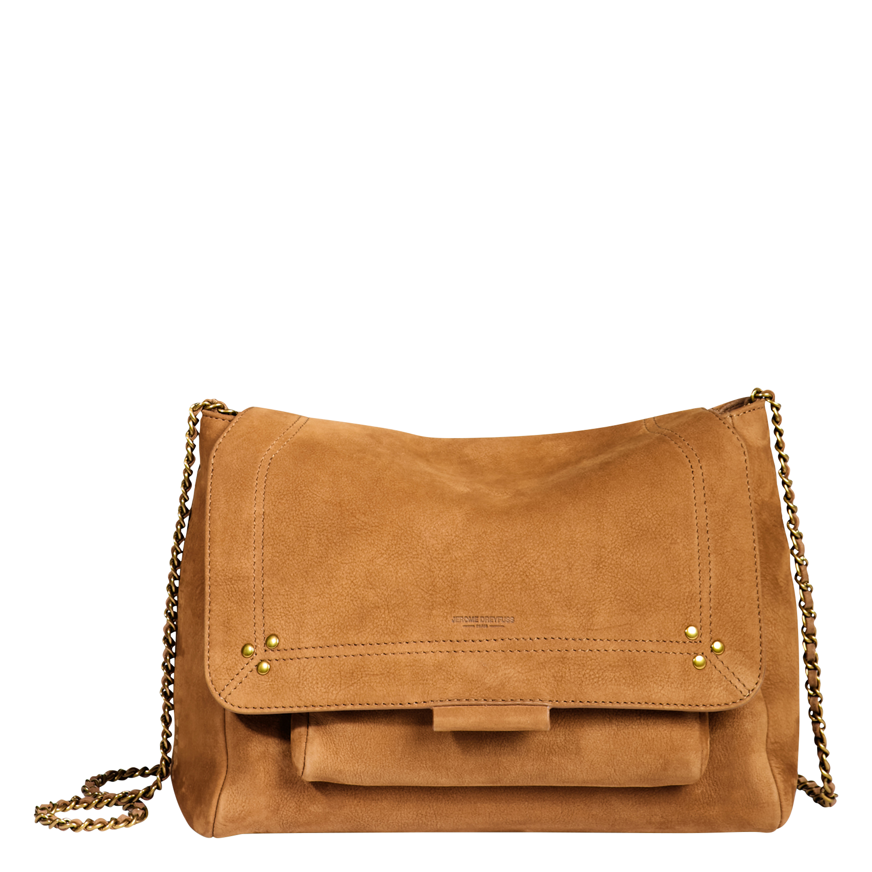 LULU L - Sac besace en cuir velours| Marron