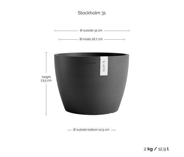 Ecopots Kunststoff-Topf Stockholm, rund