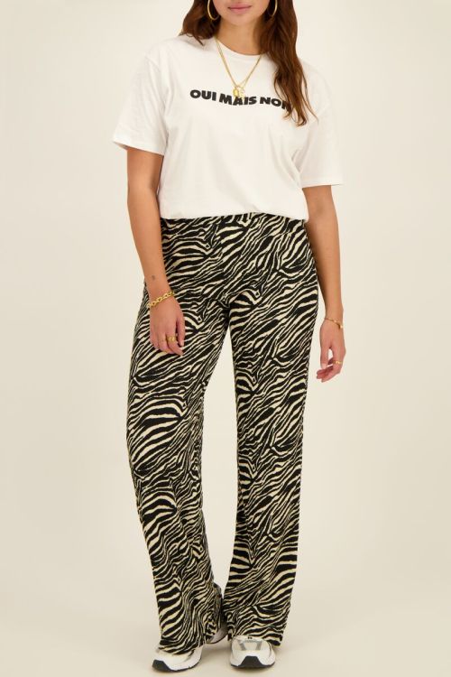 Zwart-witte zebra broek wide leg