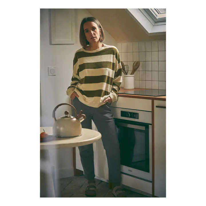 Poudre Organic Sweat Eponge Rayé Acentra - Collection Adulte  | Vert kaki