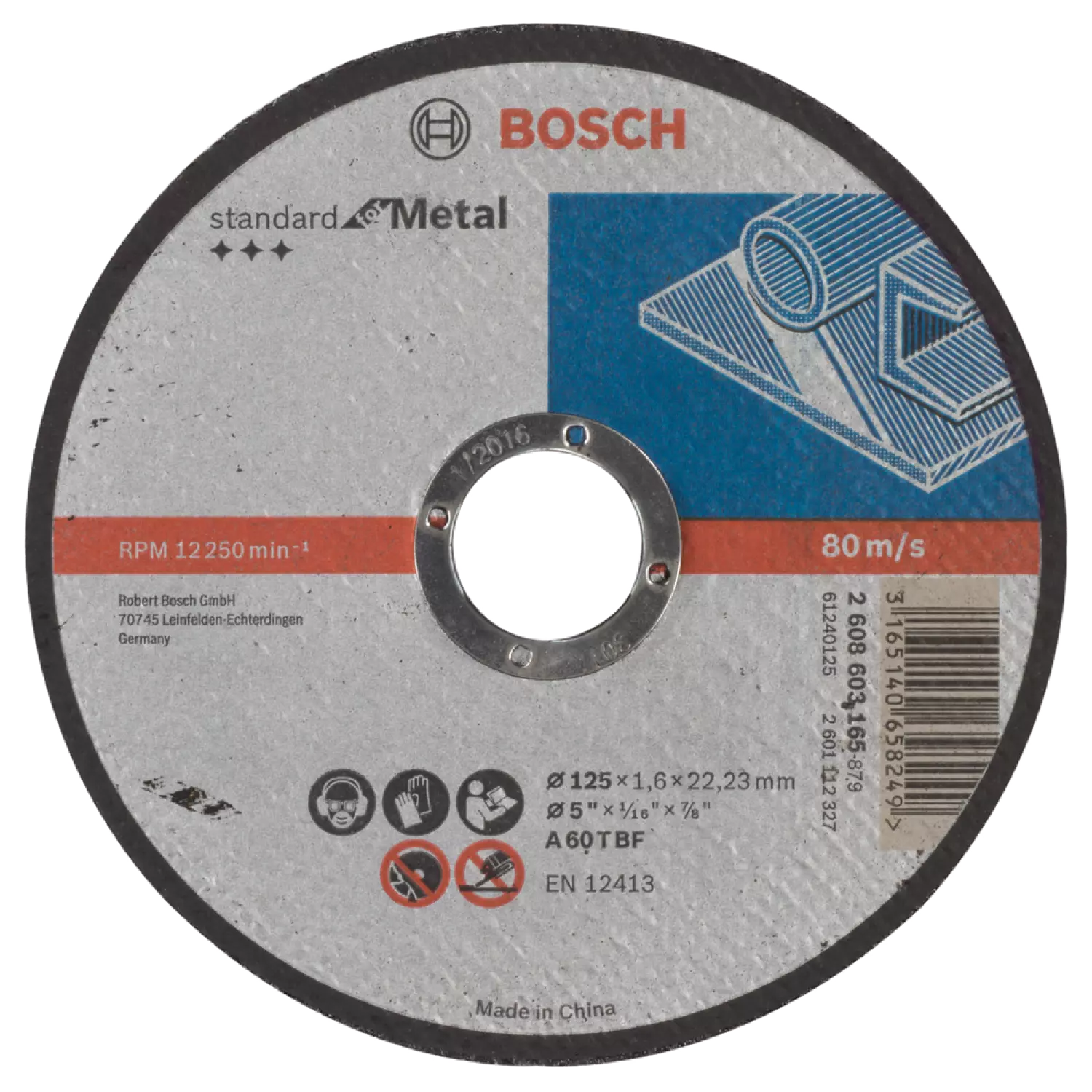 Bosch 2608603165 Standard Doorslijpschijf - 125 x 22,23 x 1,6mm - metaal