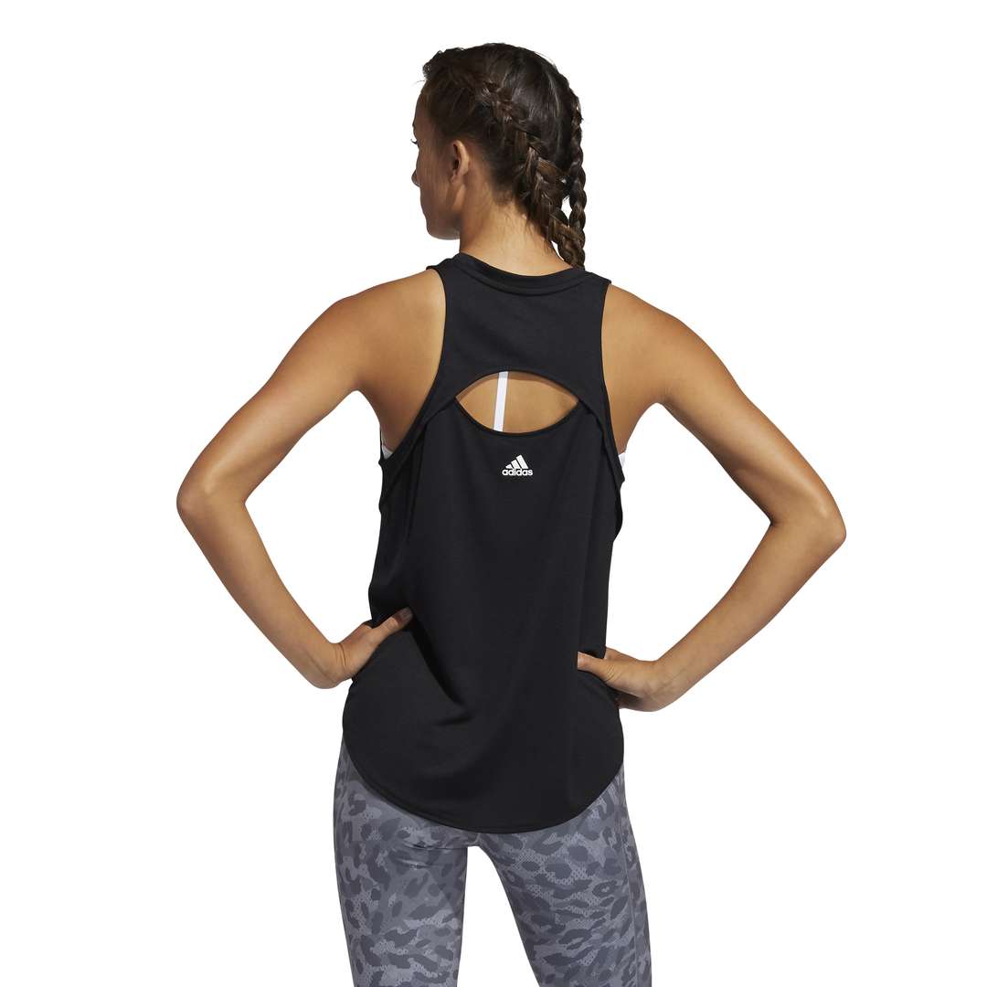 adidas Bos Logo Hardloopshirt Zonder Mouwen Zwart/Grijs/Wit Dames