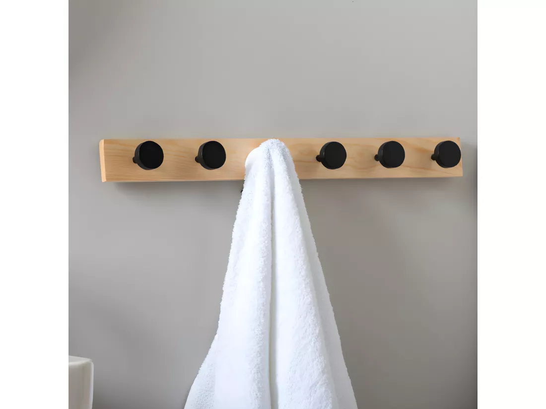 Porte manteaux 6 crochets Knobs Noir Present Time