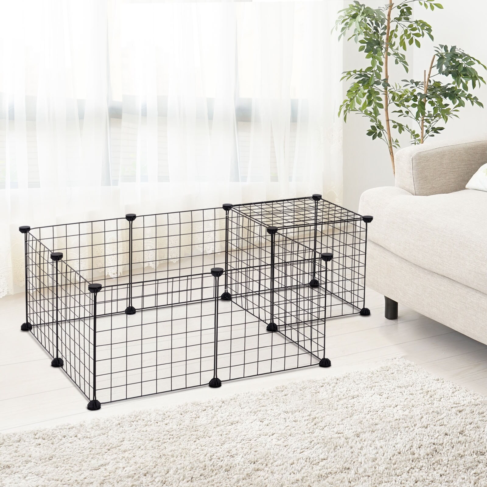 PawHut Freigehege mit Metallgitter schwarz 106 x 73 x 36 cm (LxBxH)