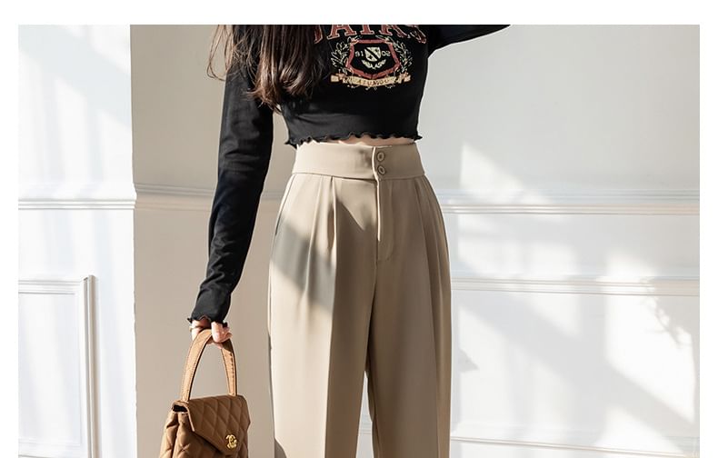 Sienne - Hoge taille effen cropped taps toelopende broek