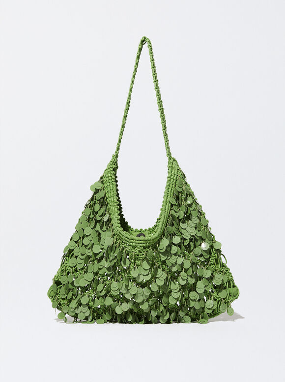 Bolsa de mão com miçangas e lantejoulas - Verde