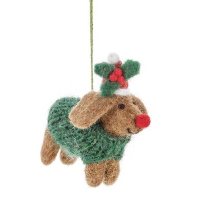 Felt Christmas Daschund Decoration