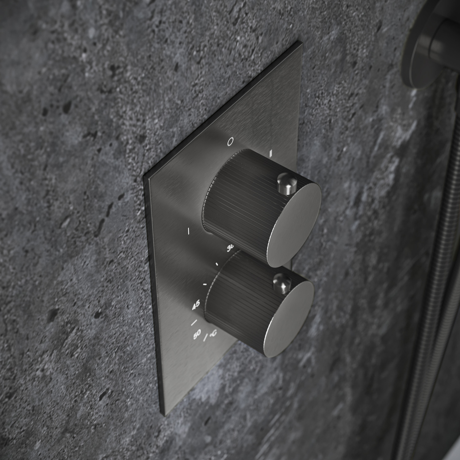 Saniclear Iron Stripes inbouw badkraan met vrijstaande uitloop verouderd ijzer - gunmetal