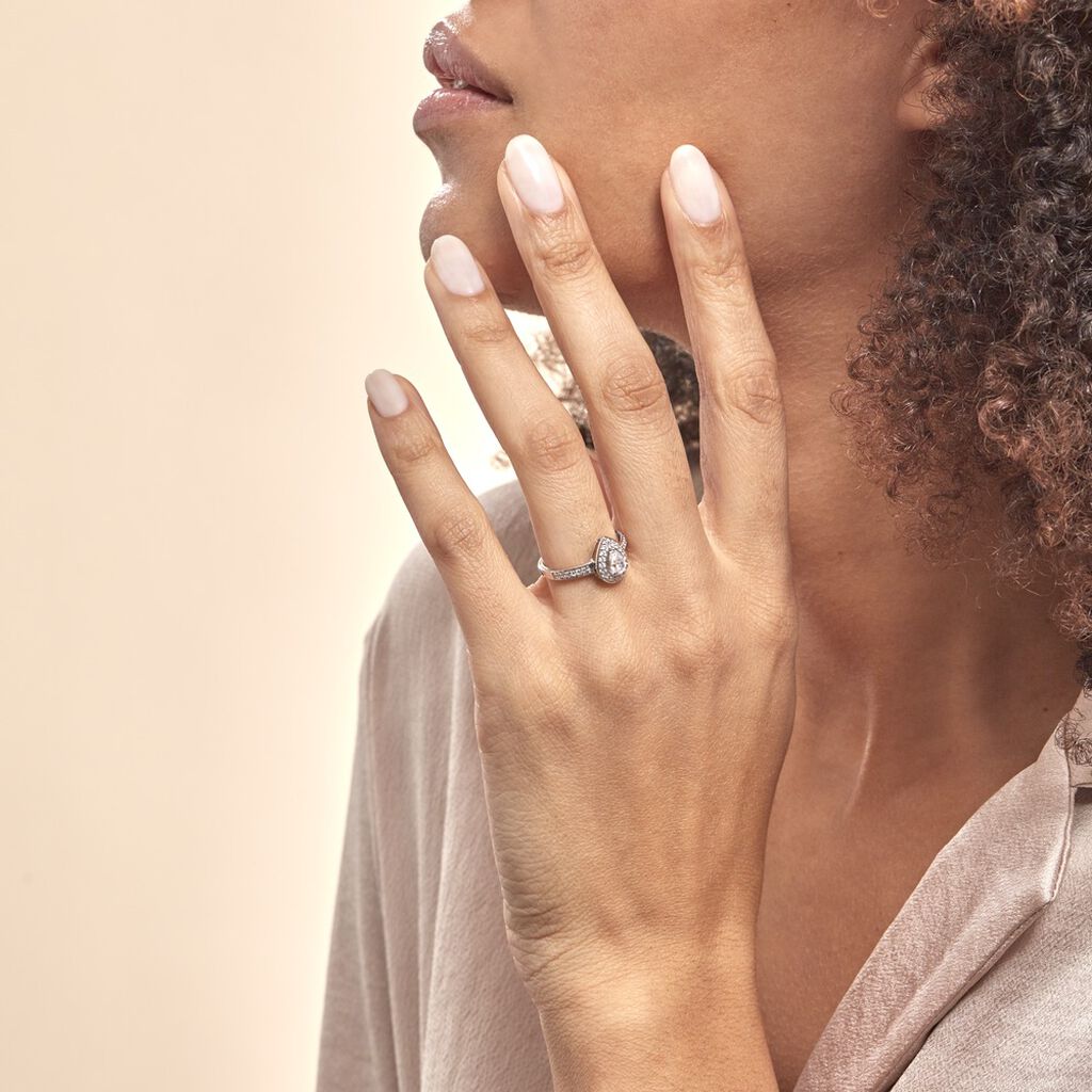 Bague Or Blanc Uxellus Oxyde De Zirconium