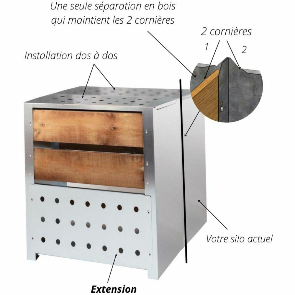 Extension pour silo à compost acier et bois 200l