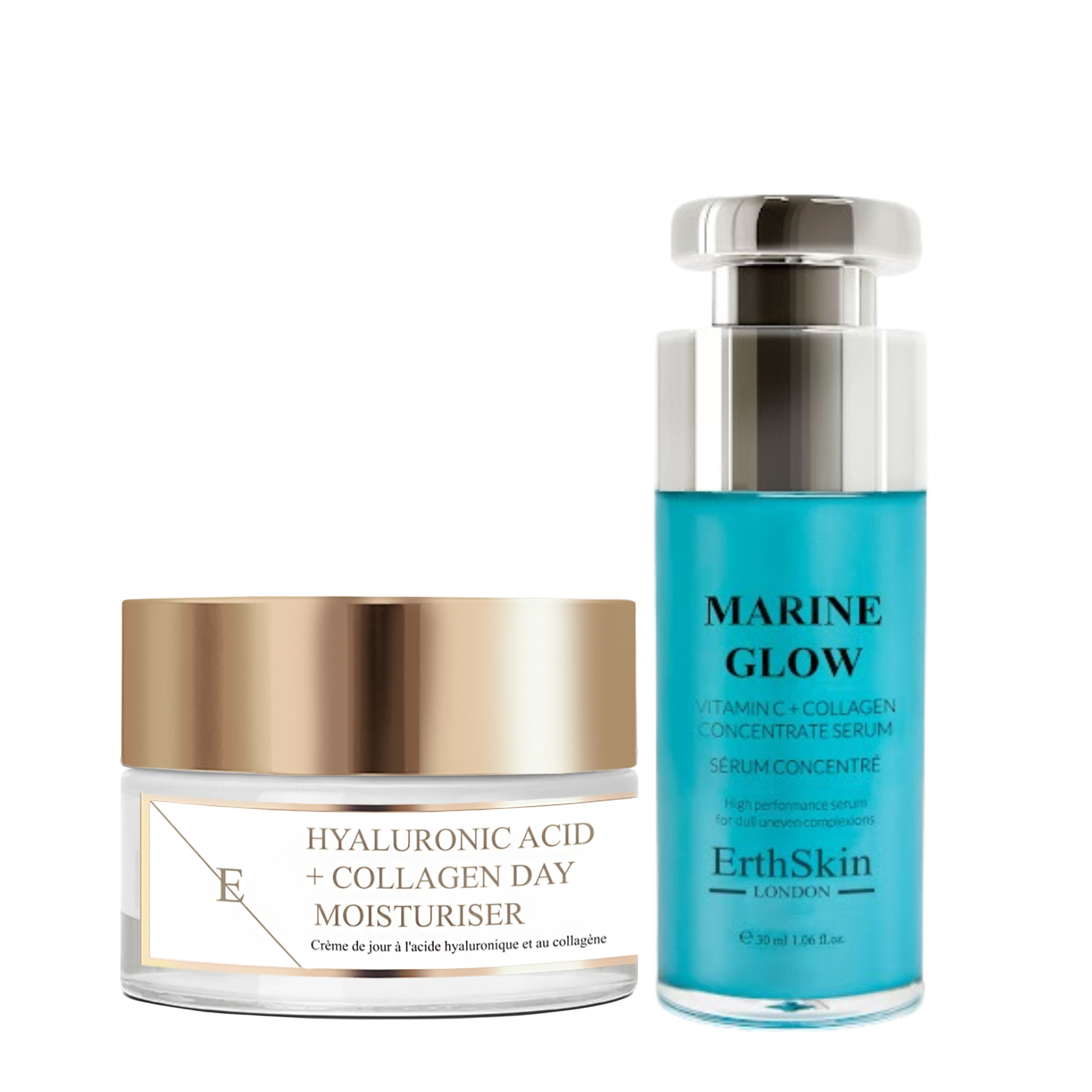Erth skin london Marine Glow Serum & Hyaluron Tagescreme Set