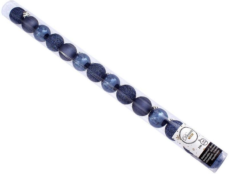 Kerstboomversiering: 28x stuks kunststof kerstballen donkerblauw en oudroze mix 3 cm - Set van onbreekbare mini kerstballen