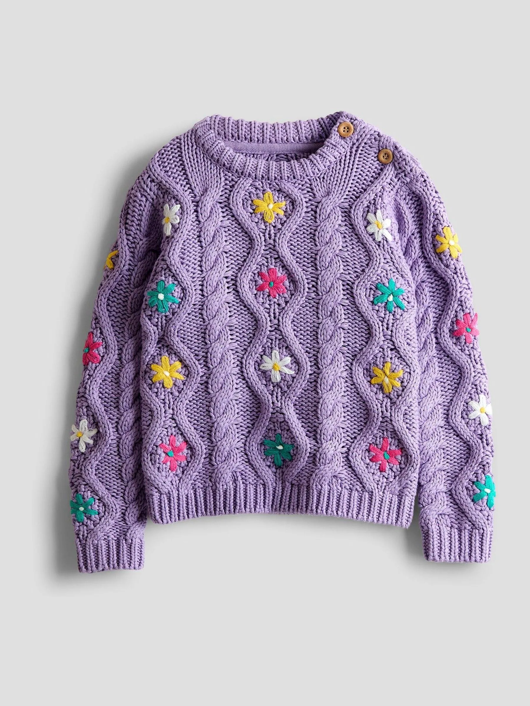 Lila-paars - JoJo Maman Bébé Embroidered Chunky Knit Jumper
