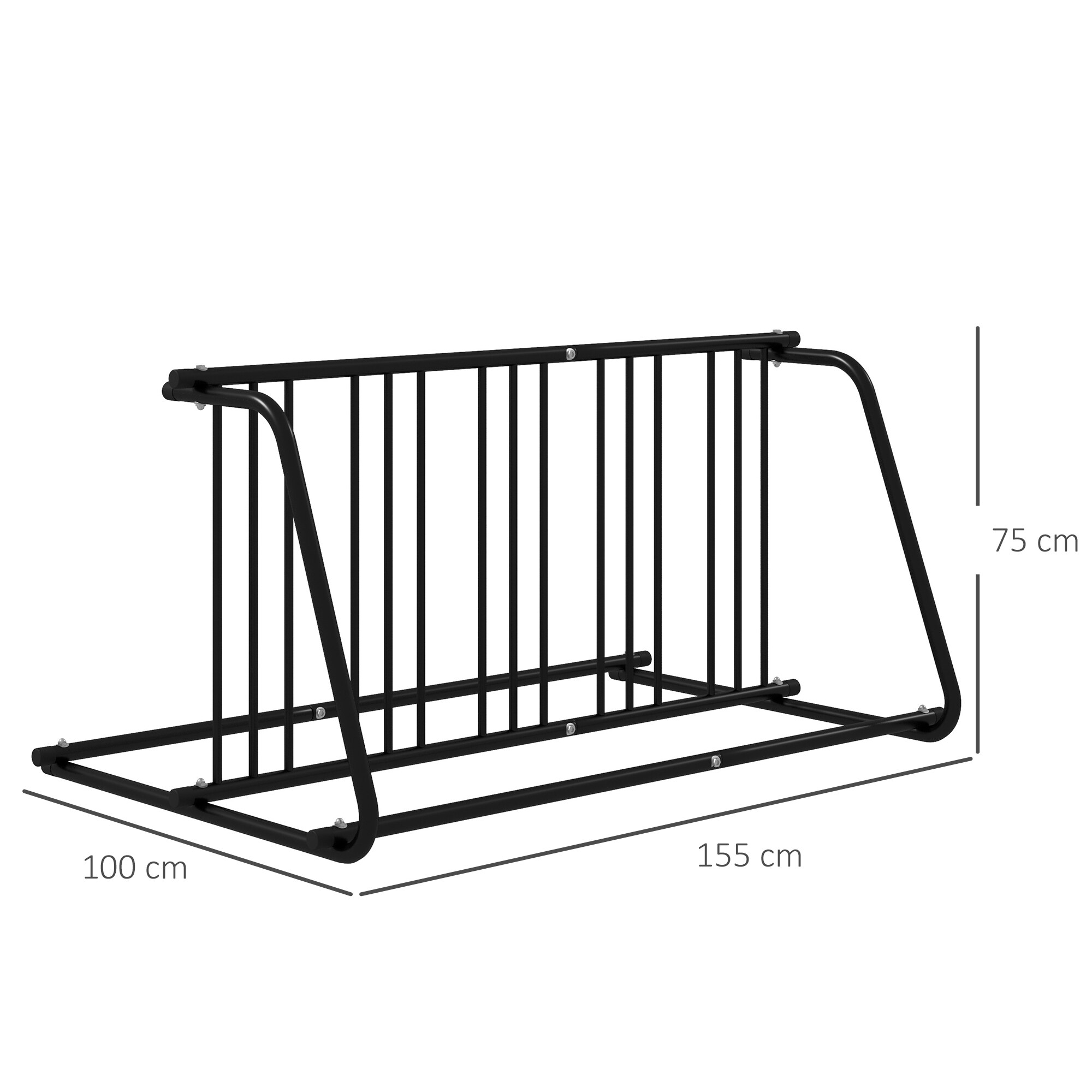DURHAND Fahrradständer mit Platz für 6 Fahrräder schwarz 155L x 100B x 75H cm