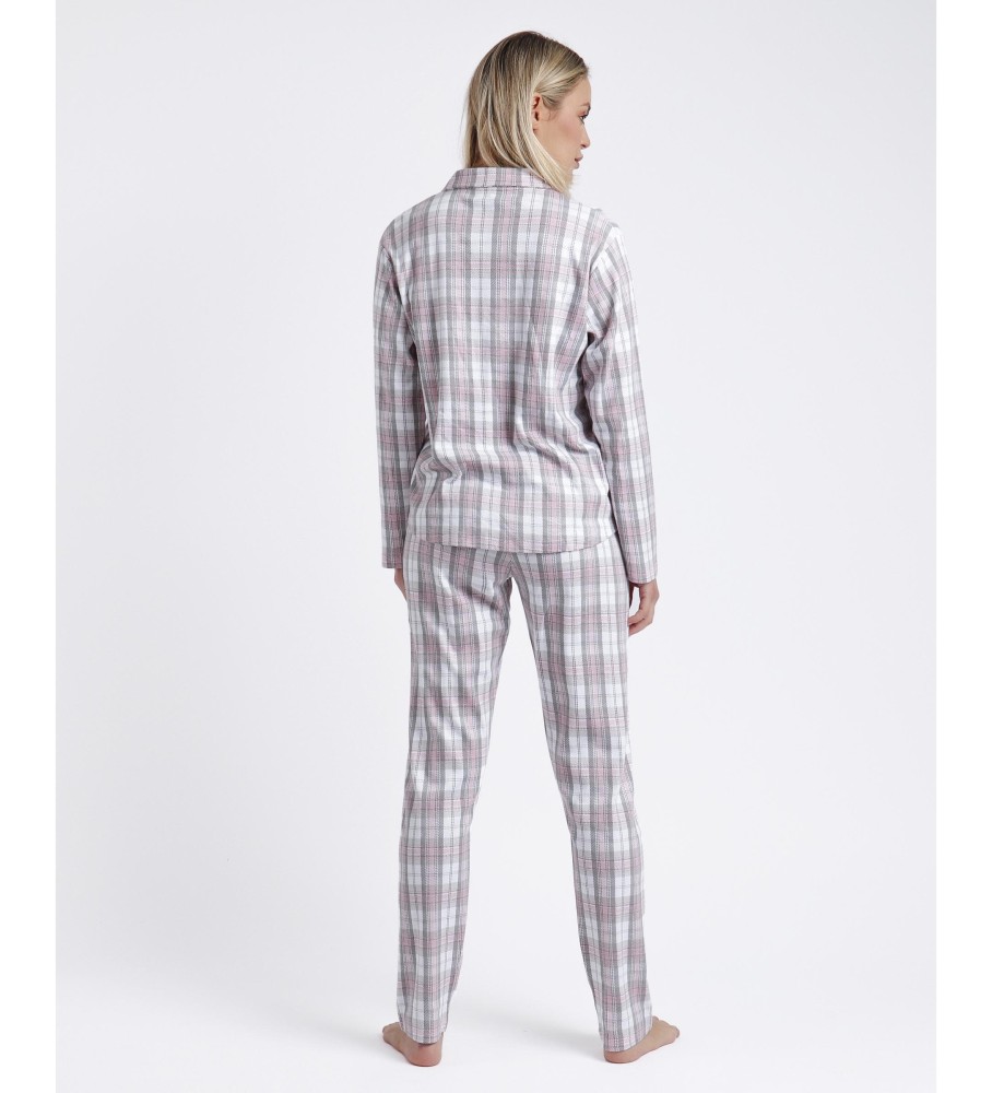 Pijama Admas de manga comprida aberto rosa claro, rosa paraíso.