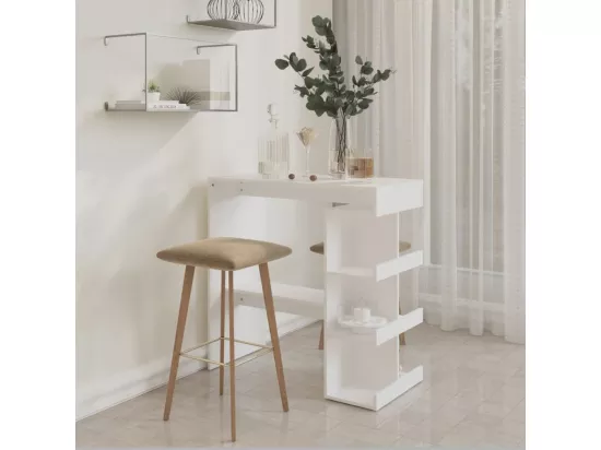 Table de bar étagère de rangement Blanc 100x50x101,5 cm