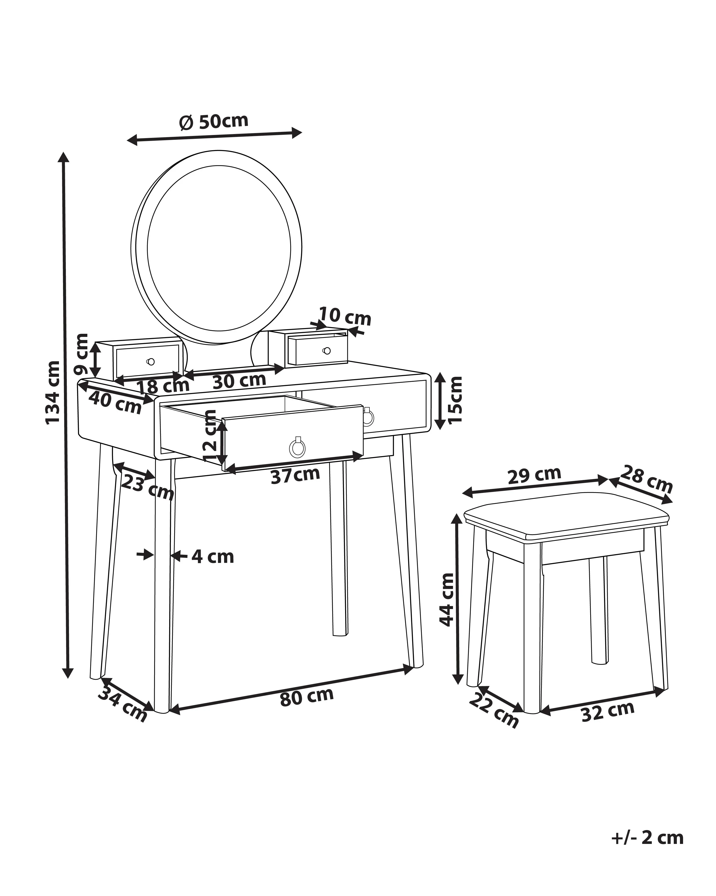 Kaptafel FEDRY LED Grijs