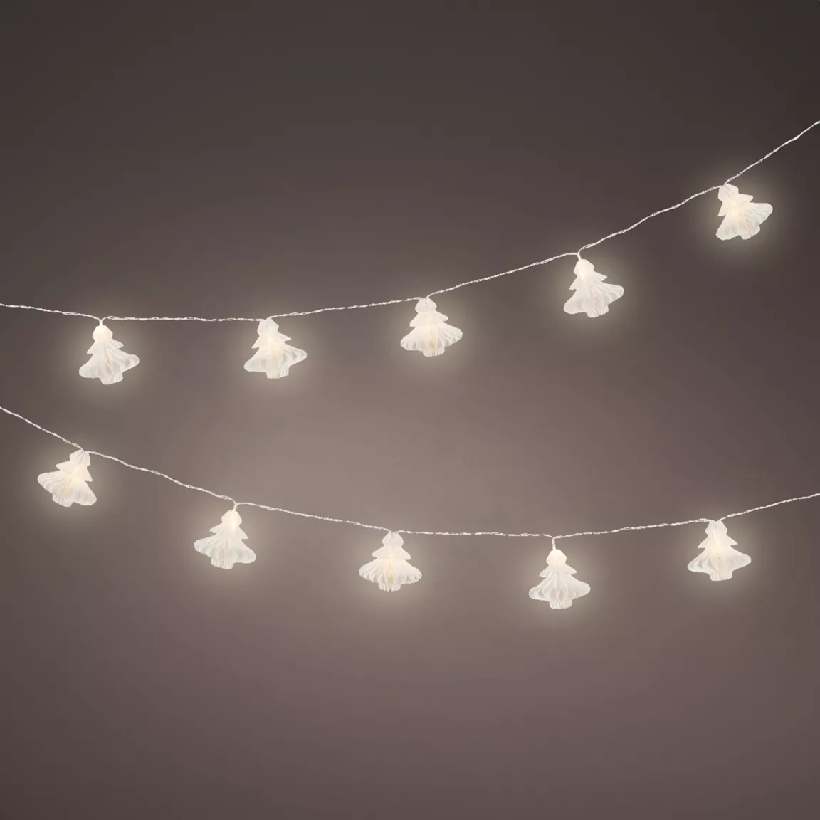 Guirlande lumineuse à piles 10 LED (2,25 m) Sapins en papier Blanc chaud
