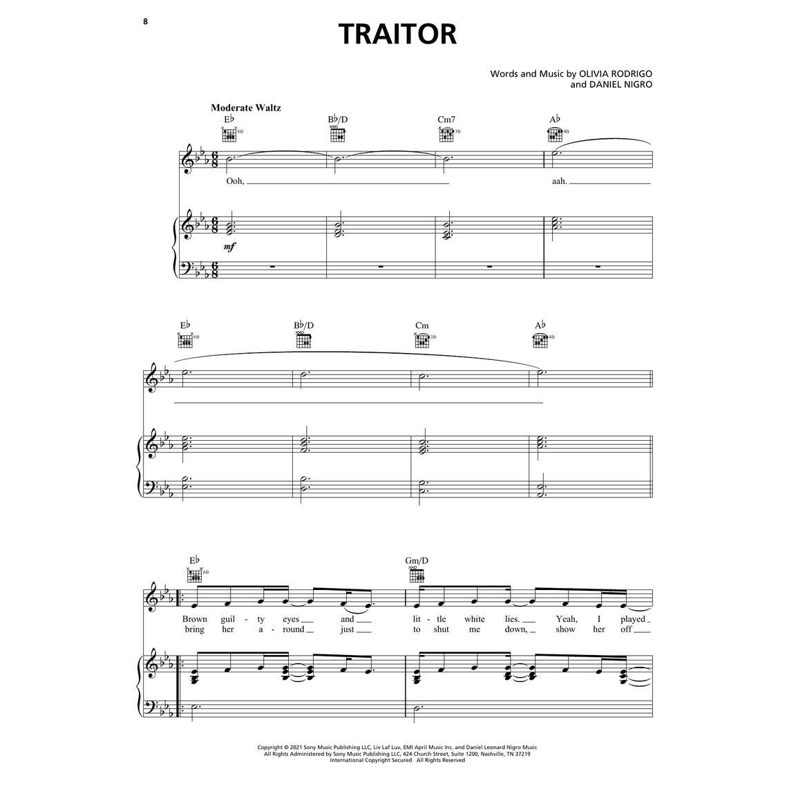 Hal Leonard Olivia Rodrigo Sour voor piano, zang en gitaar