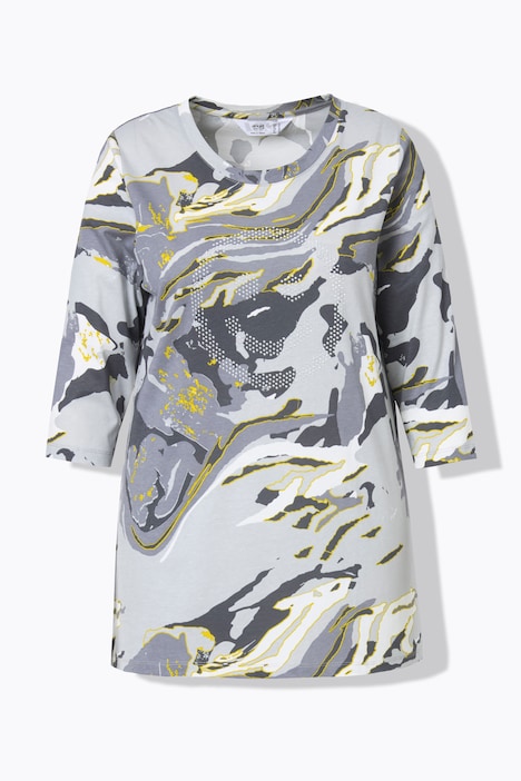 T-Shirt, A-Linie, Camouflage, Glitzer-Smiley