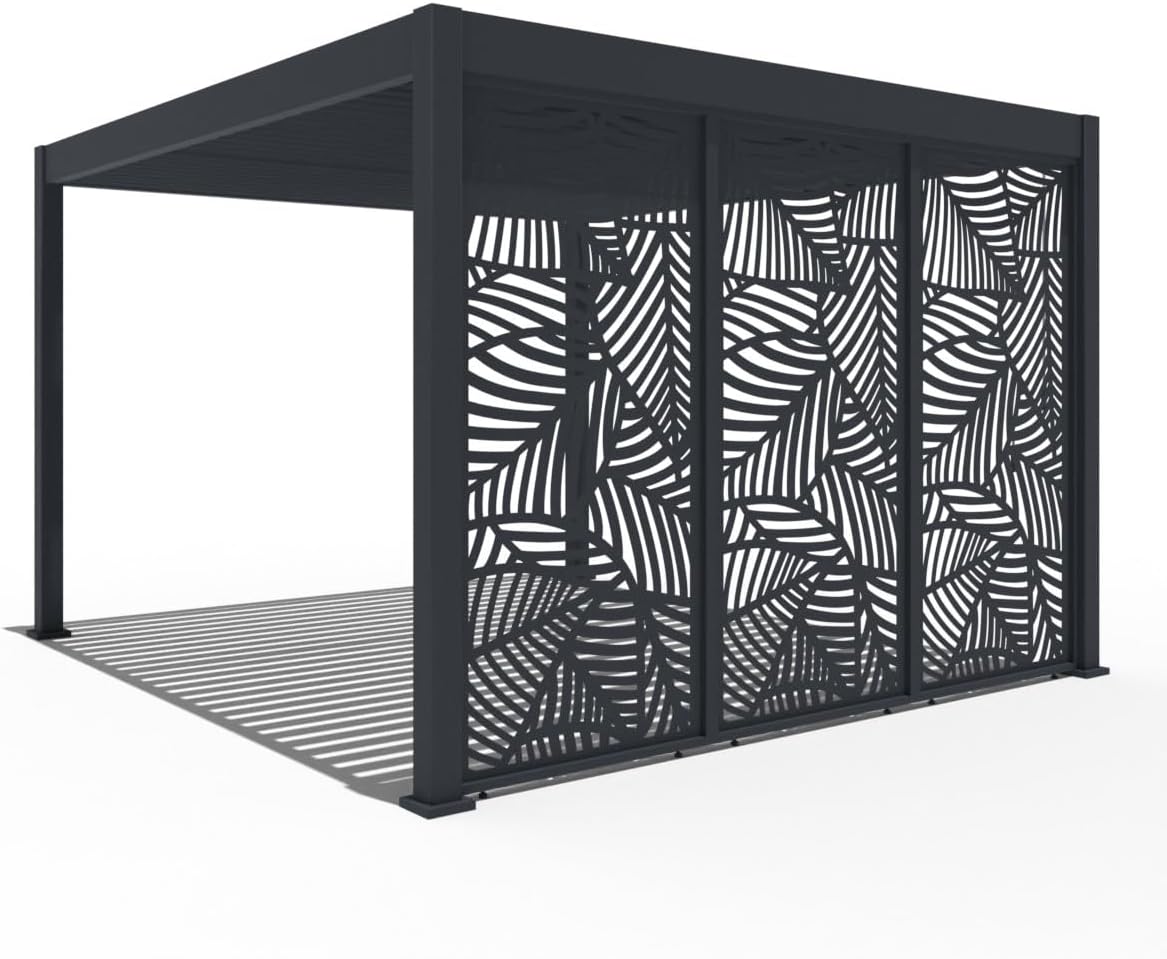 Weide Dekorative Lamellenwand Paneel Zubehör für Weide Pergola | Blatt-Design | Aluminium | Anthrazit, Weiß | 3 Breiten | Flexibler Sichtschutz und optimale Luftzirkulation (Anthrazit, 93 cm)