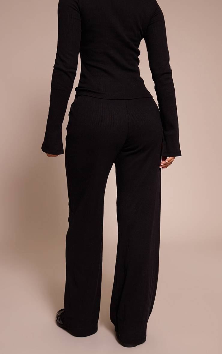Noir Pantalon Large À Détails De Coutures Co-ord Petite