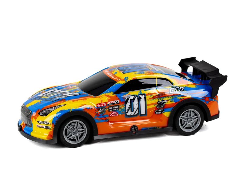 TEC-TOY Auto Champion GT9 mit Licht, Gelb/Blau, 1:22 Ferngesteuerter Sportwagen mit Licht für Kinder ab 3 Jahren