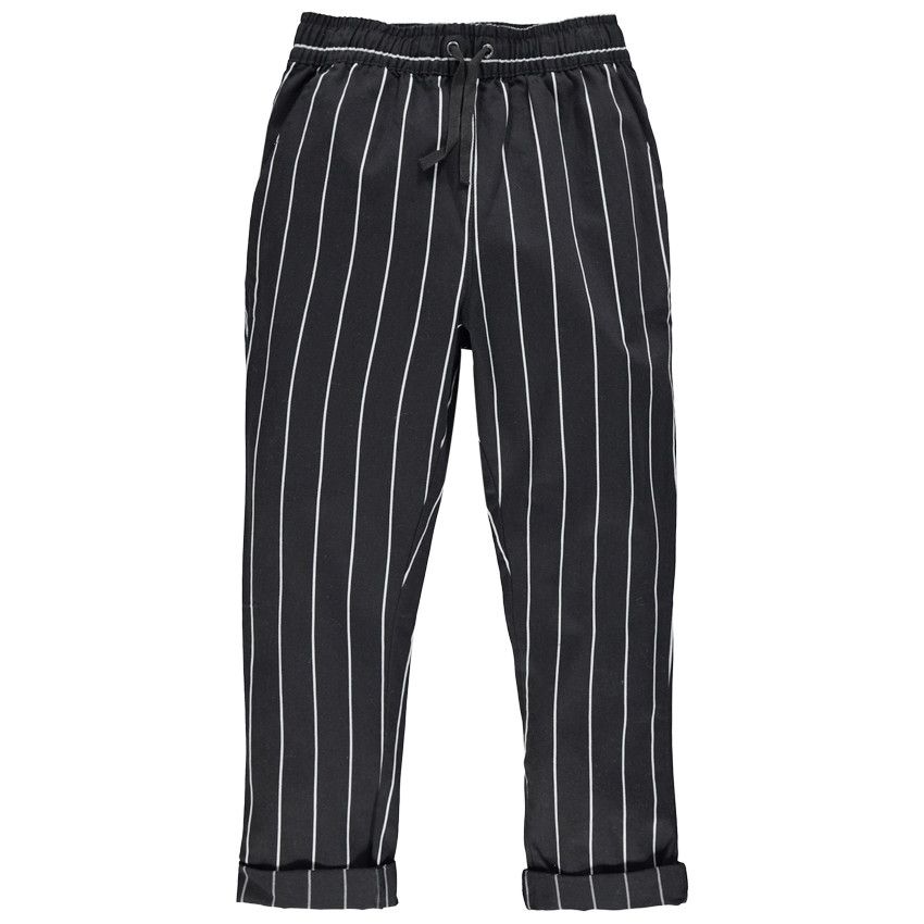 Junior - Pantalon chino à rayures et taille élastiquée - Noir