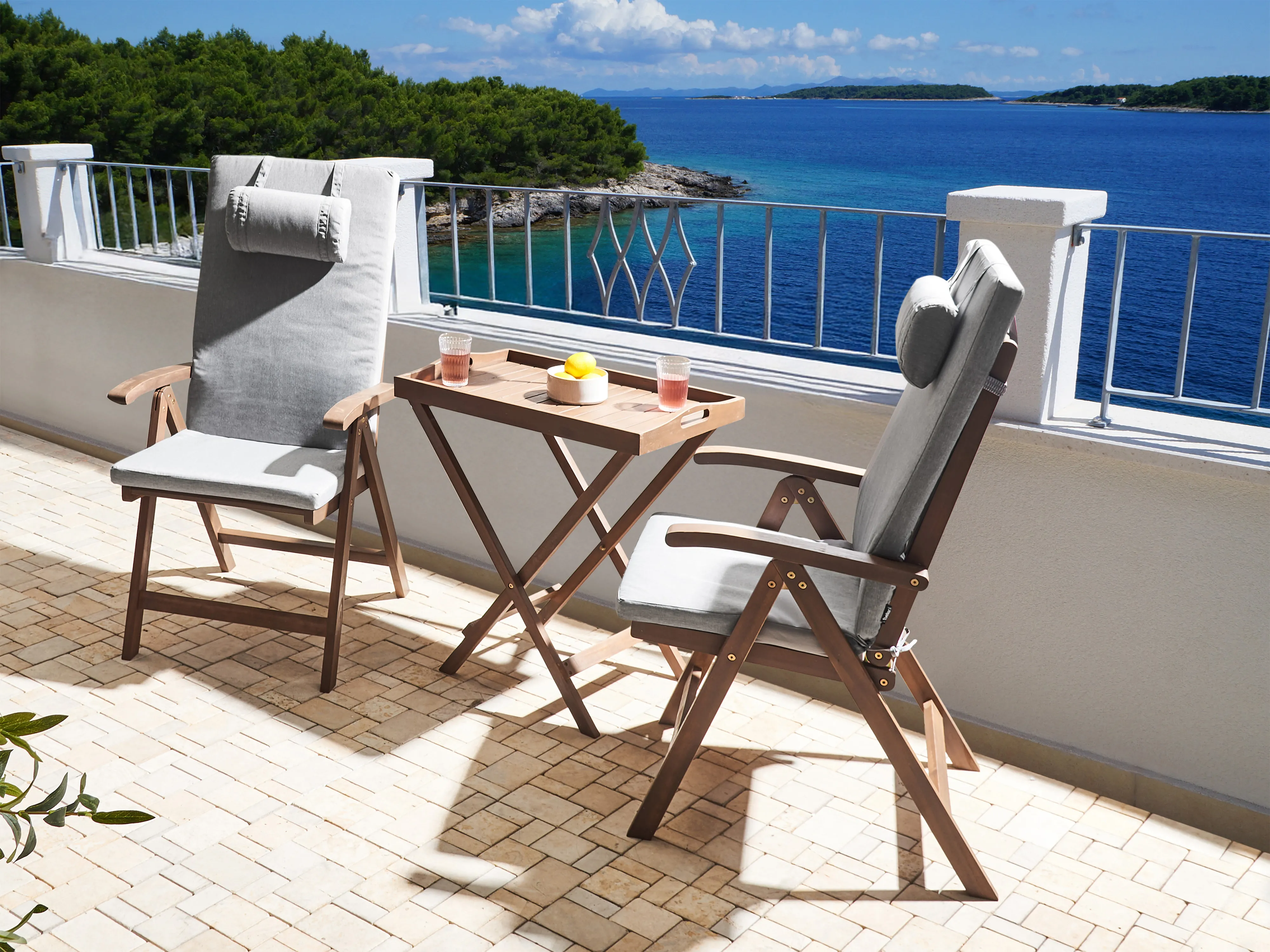 Bistroset AMANTEA PREMIUM Acaciahout Grijs melange