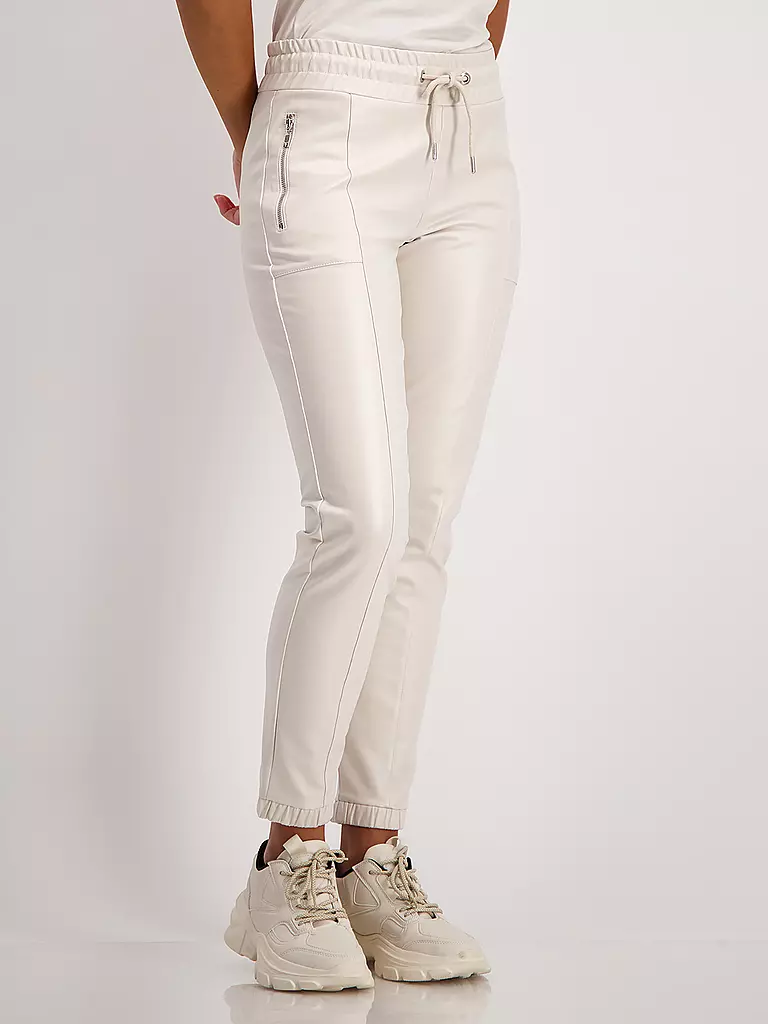 MONARI Hose in Lederoptik creme