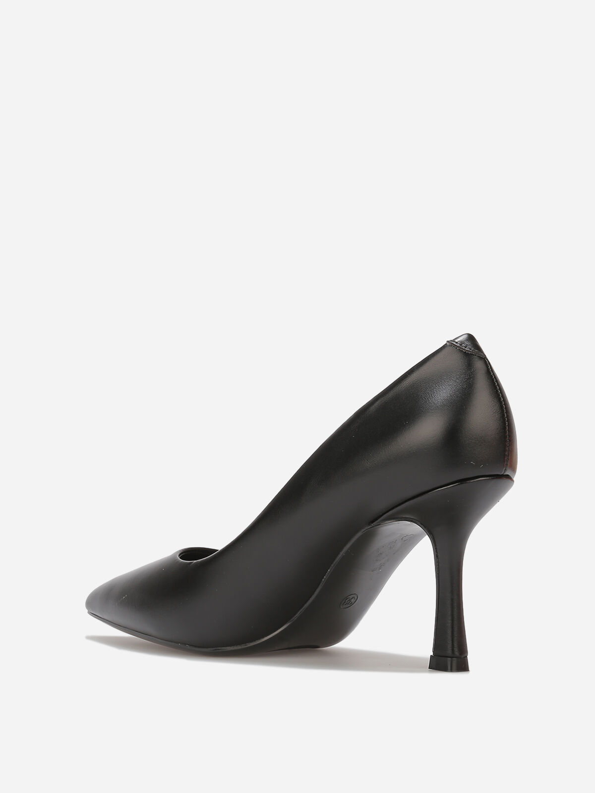 Escarpins en simili à talon bobine fin- Noir