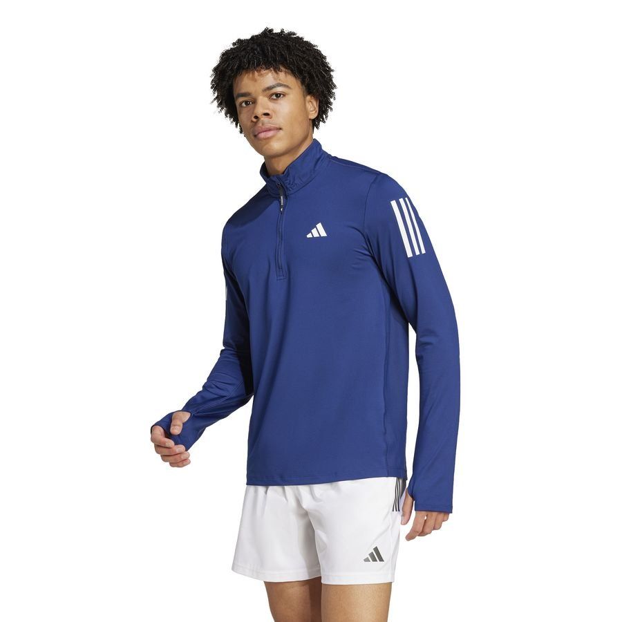 adidas Haut Running Own The Run 1/2 Zip - Bleu Marine/Blanc