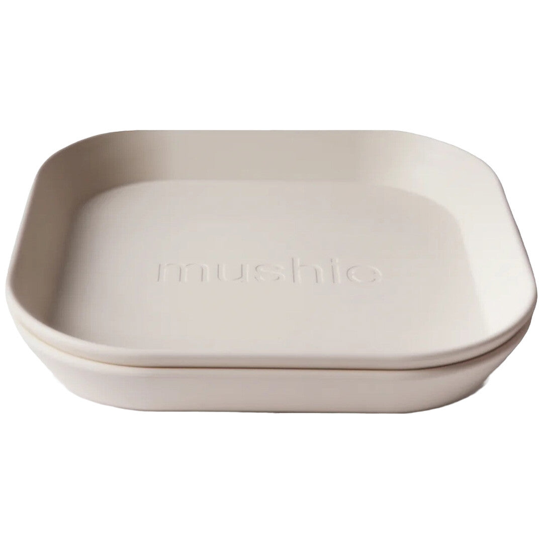 Mushie kinderborden vierkant - ivory - 2st