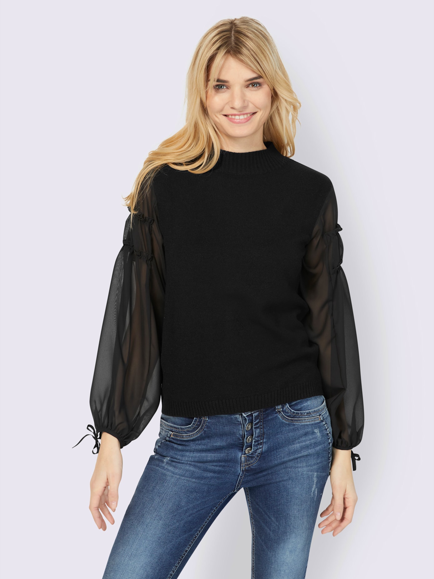 Pull manches avec ruches en mousseline
