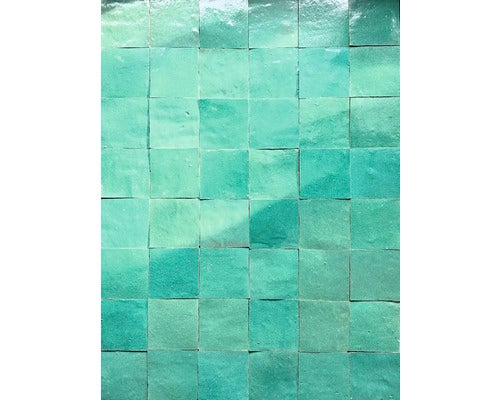 Handgemaakte wandtegel Zellige Alhambra 17 Vert Ocean 10x10cm glanzend