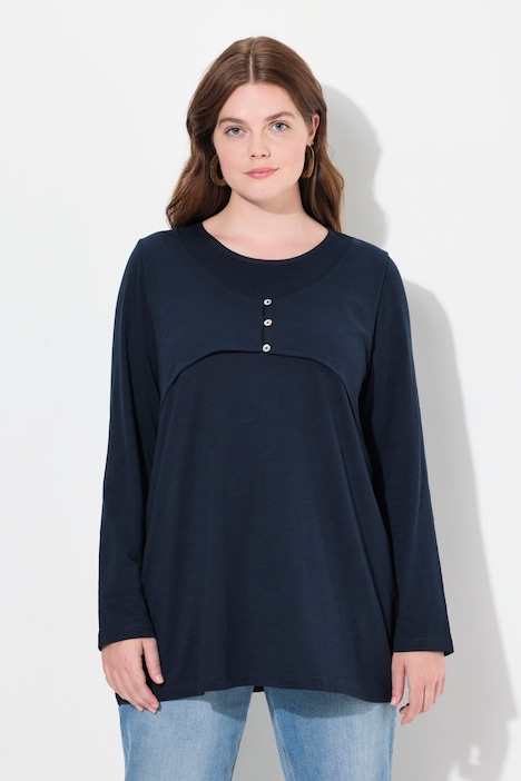 Shirt, Lagenoptik, Rundhals, Langarm, Biobaumwolle