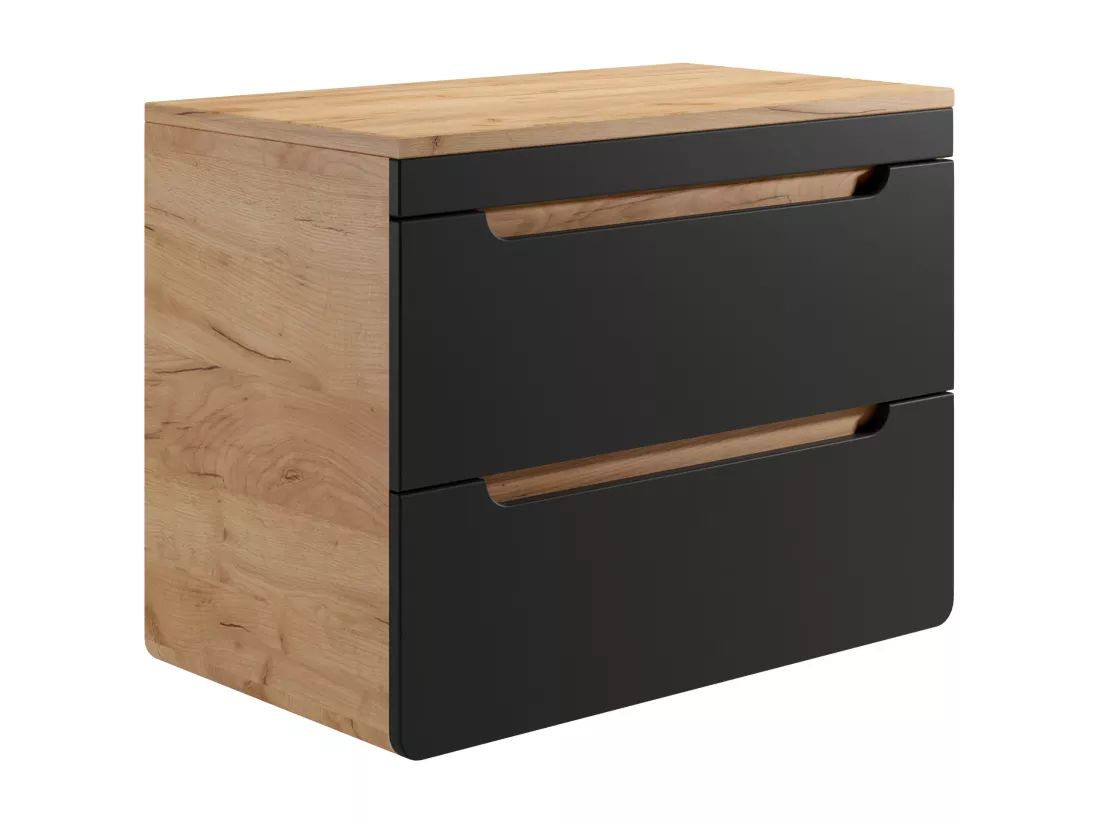 Meuble de salle de bain suspendu avec vasque à poser - 80 cm - Naturel clair et anthracite - ARUBA