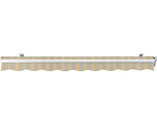 SOLUNA knikarmscherm Concept 3x2, doekdesign 6676, frame zilver E6EV1 geanodiseerd, aandrijving rechts inclusief slinger