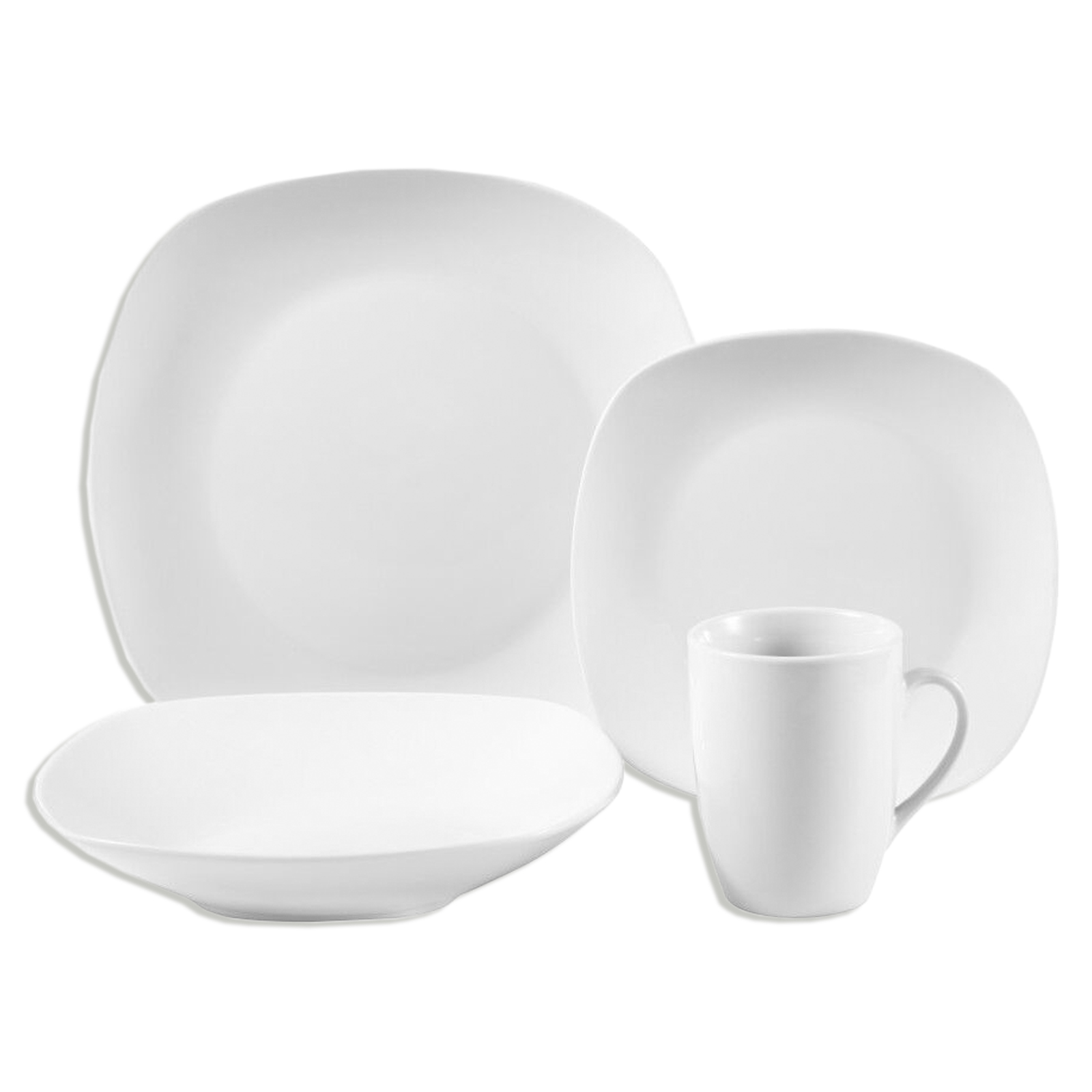 clever pick Porzellanservice - weiß - abgerundet - 16-teilig