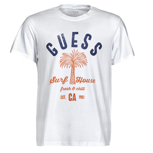Guess - SURF HOUSE CN SS TEE - Blanc / Bleu / Marine