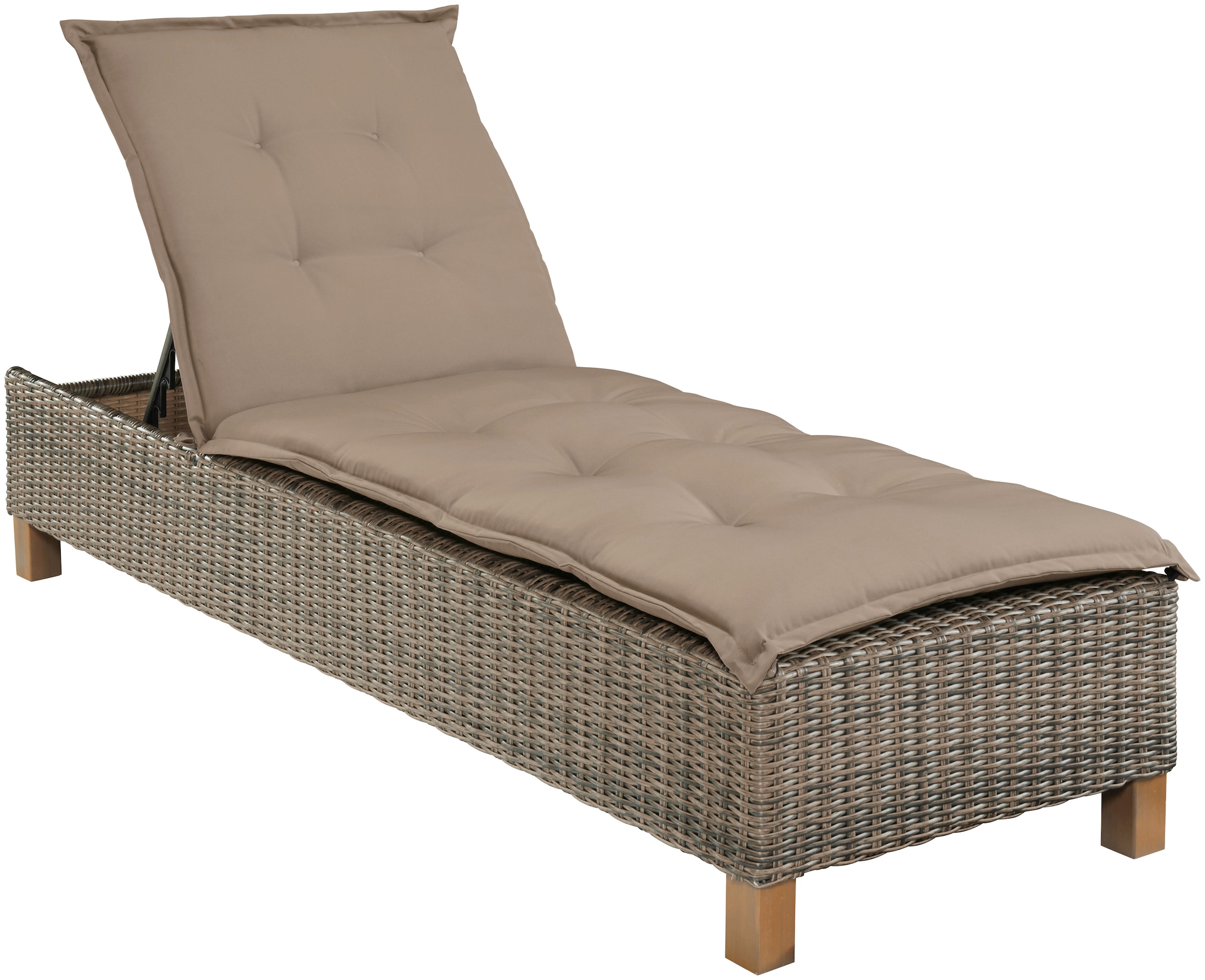 MERXX Gartenliege »Toskana« Polyrattan/Akazie, inkl. Auflage