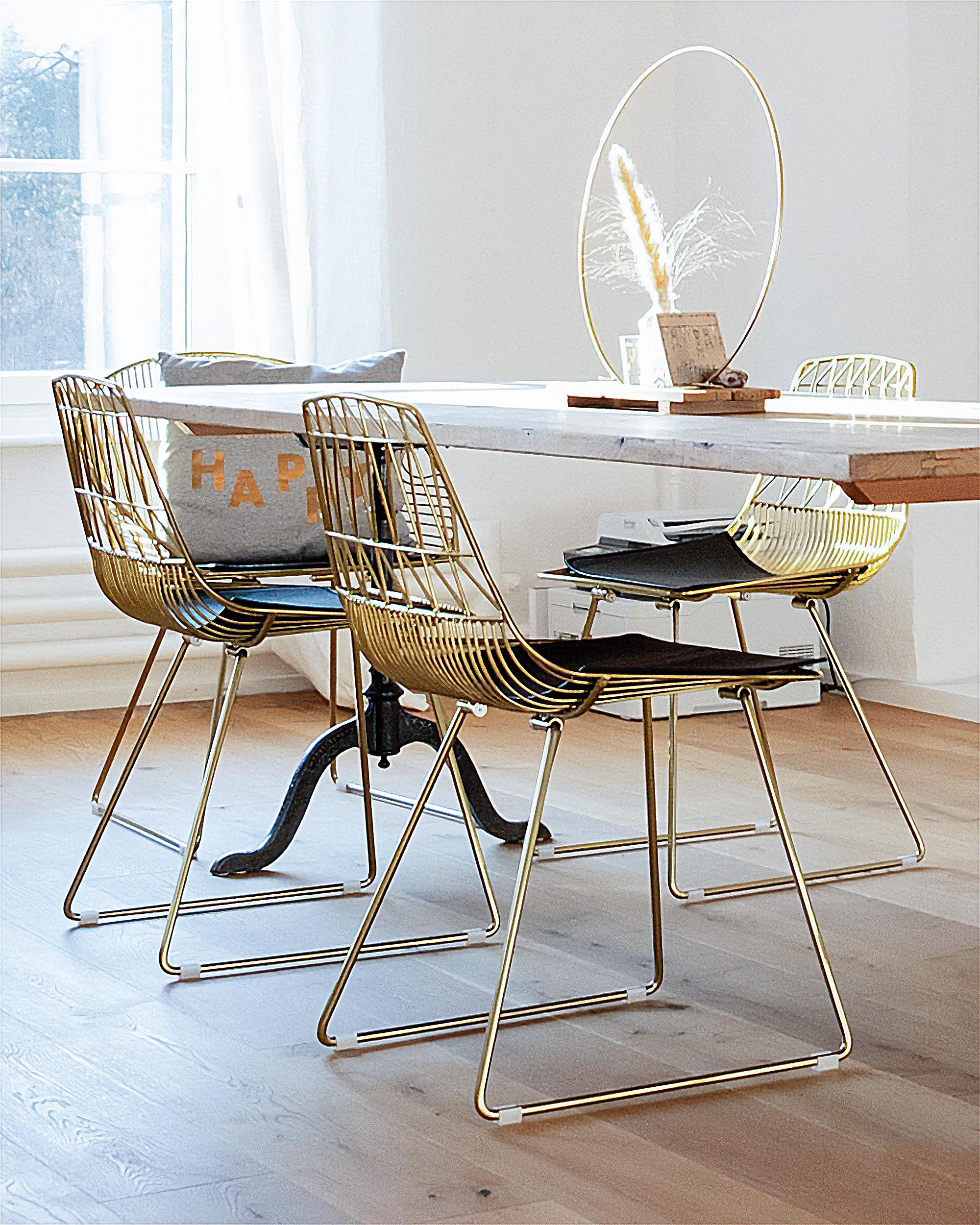 Set van 2 eetkamerstoelen HARLAN Metaal Goud